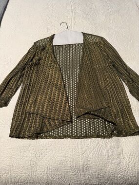 Open-Front Olive Green Women's Knit Cardigan